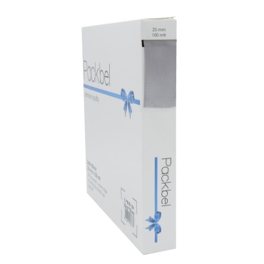 Single faced satin ribbon 'Packbel' - Silver | 25 mm x 100 m