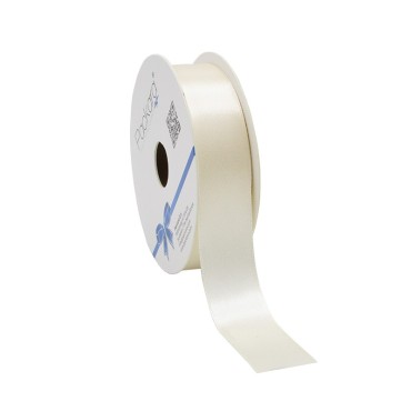Dubbelzijdig satijn lint - Creme | 25 mm x 25 m